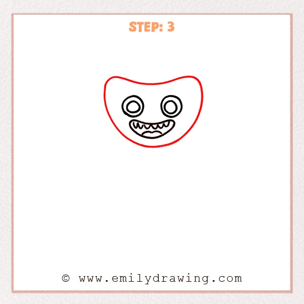 how to draw a huggy wuggy - Step 3